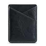 Läder Back Card Holder Stick-on - Svart