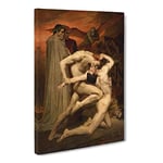 Dante And Virgil By William Adolphe Bouguereau Classic Painting Canvas Wall Art Print Ready to Hang, Framed Picture for Living Room Bedroom Home Office Décor, 20x14 Inch (50x35 cm)