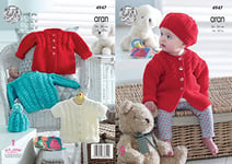 King Cole 4947 Knitting Pattern Baby Childrens Cardigan Jacket and Hat in Comfort Aran,Multicolor,14" - 22" chest