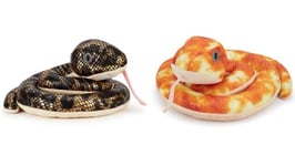 Zappi Co 2 set Children's Stuffed Soft Cuddly Plush Snake Toy-Part of Safari Animals Collection, Perfect for Kids (50cm) (1 x Anaconda + 1 x Python Snakes)