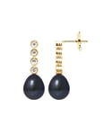 Blue Pearls Womens Black Freshwater 0.24 cts Diamonds Earrings and yellow gold 750/1000 - Multicolour - One Size