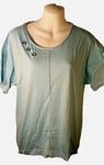 Women's T-Shirt Cotton Light Blue Dri-Fit Scoop Neck Ladies Tunic Top UK14 EU40