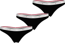 Tommy Hilfiger Women 3 Pack Thong (Ext. Sizes) UW0UW05530 Black (Black/Black/Black) M