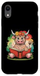 Coque pour iPhone XR Livre de classement de la ferme Motif vache écossaise Highland