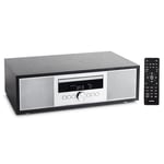 MEDION P64145 Système Audio Tout-en-Un (Dab+, CD, MP3, Radio FM PLL, USB, système Compact, Design élégant, Fonction réveil, Mise en Veille Automatique) Noir-argenté