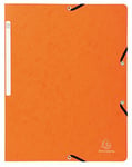 Exacompta - Réf. 5564E - Carton de 25 chemises à élastiques sans rabat - pochettes en carte lustrée 400 g/m2 - dimensions 24 x 32 cm pour documents au format A4 - couleur orange