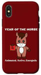 Coque pour iPhone X/XS Année du cheval mignon kawaii chinois zodiaque chinois nouvel an