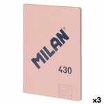 Anteckningsbok Milan 430 Rosa A4 48 Blad 21 x 29,7 cm (3 antal)