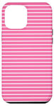 Coque pour iPhone 12 Pro Max Rose Blanc rayé Girly Esthétique Preppy Stripe