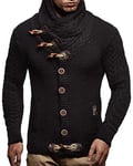 Leif Nelson LN4195 Veste en tricot à col roulé pour homme - Noir - Taille XL