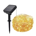 Solcell Ljusslinga LED 12m 100 Lampor gula