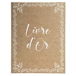 Exacompta - Ref. 47234E -1 Kraft guest book - Vertical format 27 x 22 cm - Gold edge with title in gold letters - 100 plain white pages - Visual kraft