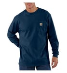 Carhartt Men's Loose Fit Heavyweight Long-Sleeve Pocket T-Shirt, Navy, XXL