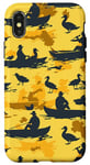 Coque pour iPhone X/XS Jaune Minimaliste Ethnique Chasse Sauvagine Camouflage Chasseurs de Canard