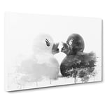 Rubber Ducks Opposites Attract V4 Modern Canvas Wall Art Print Ready to Hang, Framed Picture for Living Room Bedroom Home Office Décor, 30x20 Inch (76x50 cm)