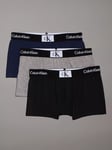 Calvin Klein Kids' Cotton Stretch Trunks, Pack of 3, Navy/Grey/Black