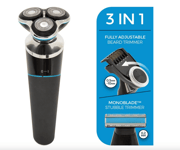 Lithium Pro 3-3in 1 Wet & Dry Rotary Shaver with Beard Stubble Style USB Trimmer