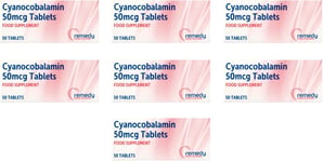 7 x CYANOCOBALAMIN Vitamin B12 50mcg Tablets (50)