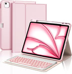 Clavier Pour Ipad Air 13 2024 (M2), Étui Avec Clavier Pour Ipad Air 13"", Coque Clavier Bluetooth Rétro-Éclairé Magnétique Amovible Qwerty Italien Pour Ipad Air (M2) 13 Pouces 2024, Rose