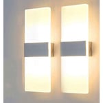 Stoex - 2PCS) Applique Murale Led Interieur 6W Lampe Murale Minimaliste Applique Murale Moderne En Acrylique Pour Chambre à Coucher, Balcon, Blanc