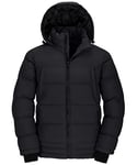 Wantdo Homme Veste Matelassée Manteau Chaud à Capuche d'hiver en Coton Classique Manteau d'Extérieur Coupe-Vent Veste d'Extérieur Décontractée Puffer Blouson Noir XL