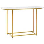HOMCOM konsolbord, modernt hallbord som sidobord, soffbord, stål, vit + guld, 120x40x75 cm