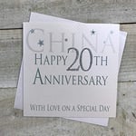 White Cotton Cards "Chine Happy 20th Anniversary with Love on a Special Day Carte Faite à la Main