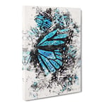 The Blue Butterfly Effect Watercolour Modern Canvas Wall Art Print Ready to Hang, Framed Picture for Living Room Bedroom Home Office Décor, 30x20 Inch (76x50 cm)