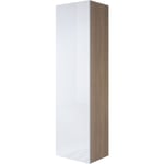 Armoire murale 1 porte Meuble de Rangement suspendu 40x165x29cm 4 compartiments Modèle Luke V4 Sonoma mat et Blanc Finition brillante