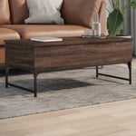 Sofabord 100x50x40 cm konstrueret træ og metal brunt eg