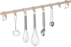 Avilia Barre à outils pour cuisine – Barre à outils avec 8 crochets, en métal nickelé, 60 x 4 x 2,5 cm, argent