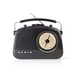 Nedis - FM-radio | Borddesign | AM / FM | Batteri / Strømforsyning | Analog | 4.5 W | IP20 | Bærehåndtag | Sort - RDFM5000BK