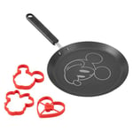 Prestige Disney Non Stick Pancake Pan & Pancake Mould Set, Mini Pancake Mould Set x 3 / 24cm Pancake Pan