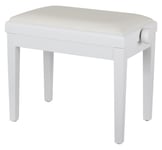 Banquette de Piano Clavier Tabouret Banc Reglable Similicuir en Bois Blanc Mat