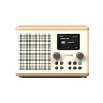Pure Classic H4 Radio de Cuisine numérique (Dab+/FM, Bluetooth, USB, AUX, minuterie de Cuisine, Alarme), Blanc Coton/Chêne