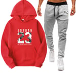 ZGRW Ensemble de survêtement pour homme Jordan 23# - Uniforme de basket-ball - Pantalon de jogging à capuche - Pour homme et femme - Rouge - XXXL