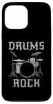 Coque pour iPhone 13 Pro Max Batterie Rock, batteur fête des pères musicien rock Goth