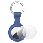 AXFEE Étuis pour Apple AirTag, Silicone Airtag Porte Clé, Anti-Chute Anti-Rayures Portable AirTag Étuis de Protection en Cuir Locator Tracker pour Clés, Enfants, Animaux (Airtag Non Inclus) (Bleu)