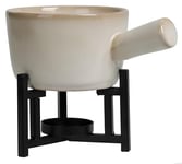 Self Import Agencies SET FONDUE EN PORCELAINE - PIED METAL AVEC 2 FOURCHETTES - BOL 18X12X8CM - PIED DIA 13X8CM - 2X FOURCEHTTE 16CM