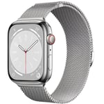 Milanese se metall magnetiskt klockarmband, lämplig för Apple Watch-armband iwatch serie 9 3 6 5 SE 7 8 Ultra 2 silver 42mm/44mm/45mm/49mm