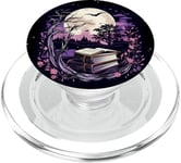 Spooky Moon Haunted Scene Halloween Book Lovers Reader PopSockets PopGrip pour MagSafe