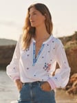 NRBY Birdie Embroidered Top, White