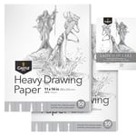 Castle Art Supplies Heavy Drawing Sketchpad Paper 11 x 14in | 2-Pack | 50 Sheets Each (160gsm/98lb) Extra White, Smooth Artist Paper | Acid Free | The Go-to Pad for All Artists (11 x 14, 2-Pack)