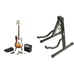 RockJam RJBG01-SK-SB Full Size Bass Guitar super Kit with Guitar Amplifier Guitar Tuner Guitar Stand Guitar Bag and accessories Sunburst & RJGS01 Aframe Guitar Stand for all Guitars Acoustic