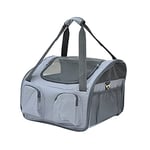 PawHut Pet Carrier Folding Bag Car Seat Cat Dog Puppy Kennel Portable Travel Cage Tote Case Mesh Holder House Grey