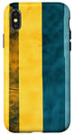 Coque pour iPhone X/XS Jaune Art Déco Rayé Vintage Michigan Bleu Maïs Rétro