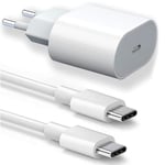 20W USB-C Snabbladdare + 20W 1M USB-C till USB-C Kabel för iPhone 15 Pro Max - iPhone 15 Plus - iPhone 15 Pro - iPhone 15-WELLNGS