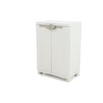 Armoire basse de rangement en resine PLASTIKEN - 2 portes et 2 etageres - Bei...