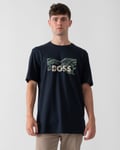 Boss Orange Te Building Mens Graphic Print T-Shirt - Dark Blue - Size Large