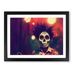 Day Of The Dead Man H1022 Framed Print for Living Room Bedroom Home Office Décor, Wall Art Picture Ready to Hang, Black A3 Frame (46 x 34 cm)